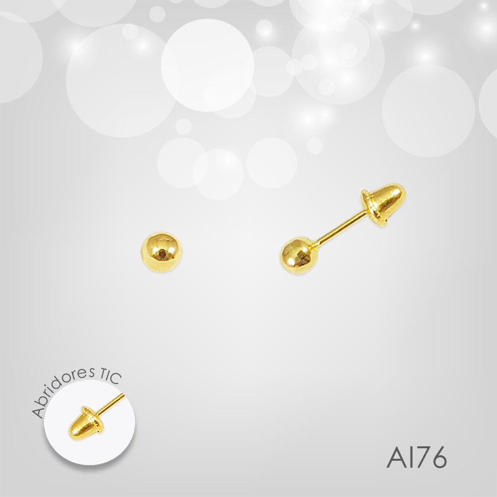 Aretes bolita Abridor de Oro 18k.