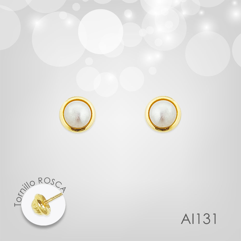Arete Tornillo - Perla Bisel #2