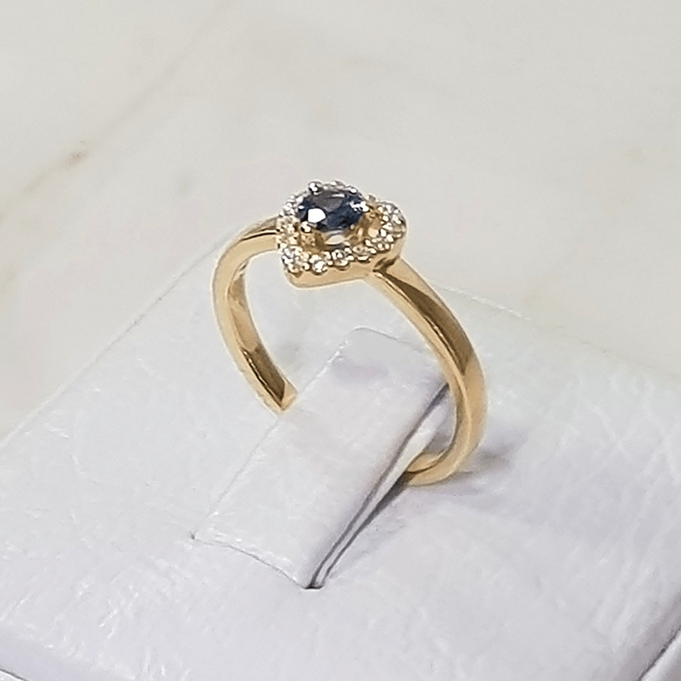 Anillo Corazón Zafiro Azul Ceylan