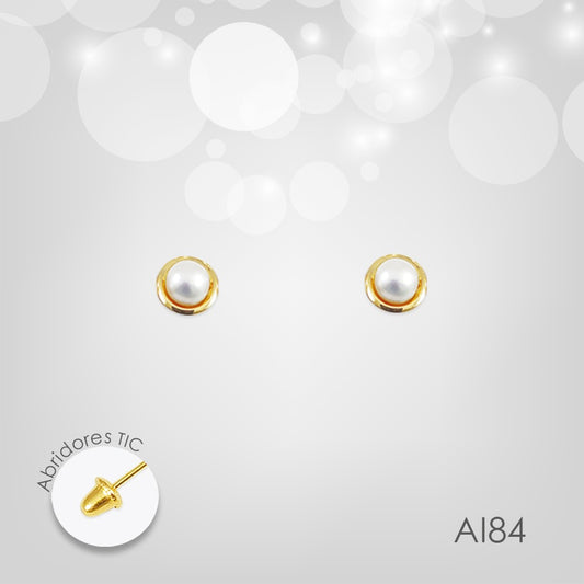 Arete Perla Bicel Oro 18k.