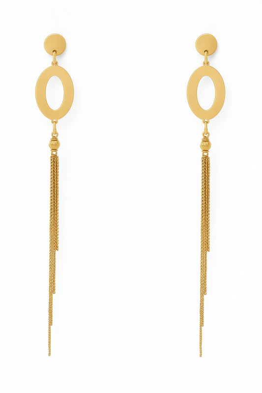 Arete Ojal con Caída en Oro 18k