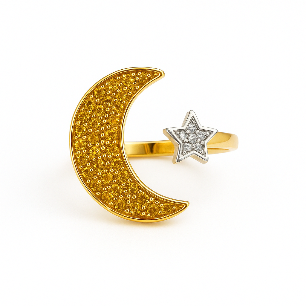 Anillo Luna y Estrella con Baño de Oro 18k. sobre Plata925