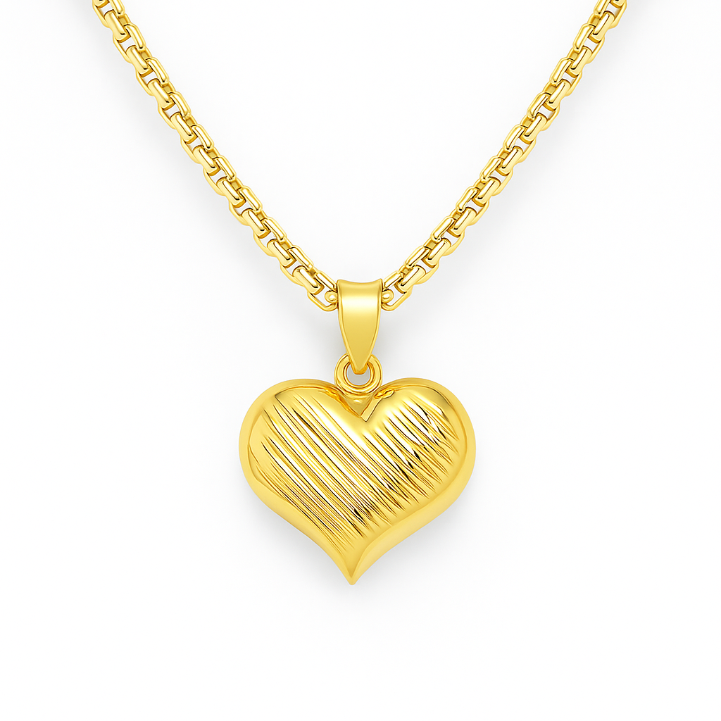 Collar Grumet Corazon Bombe Rayado Oro 18k.