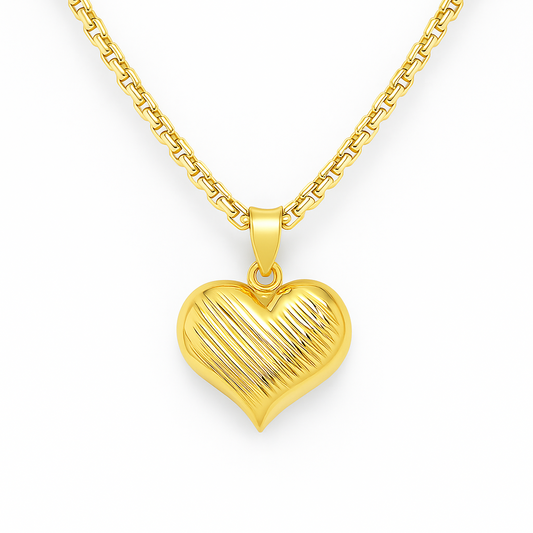 Collar Grumet Corazon Bombe Rayado Oro 18k.