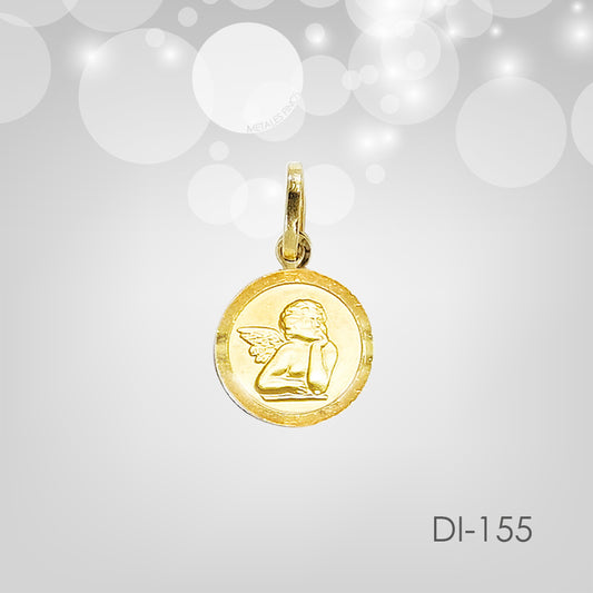 Medalla Angelito Pensante Redonda Lisa en Oro 18k