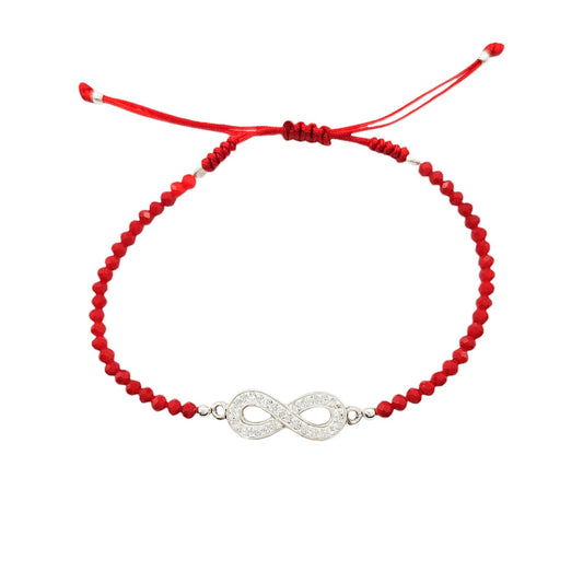 Pulsera Hilo Cristales Rojo Infinito